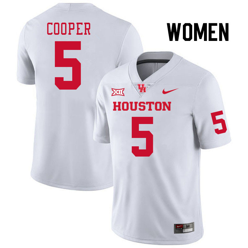 Women #5 Keith Cooper Houston Cougars College Football Jerseys Stitched-White